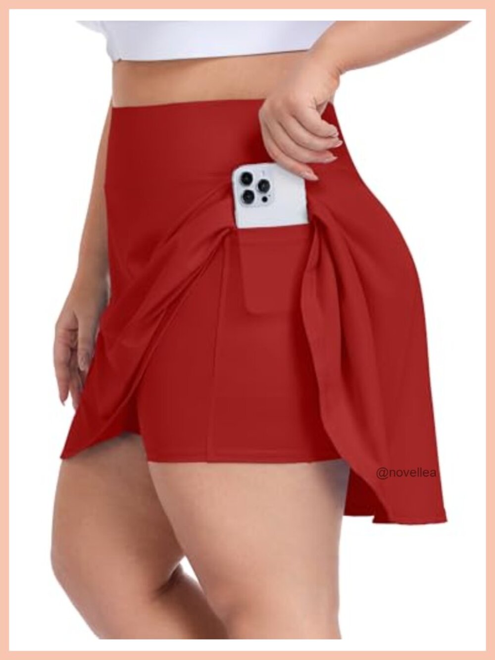 Plus Size Tennis Skort with Built-In Shorts and Pockets, High Waist Pleated